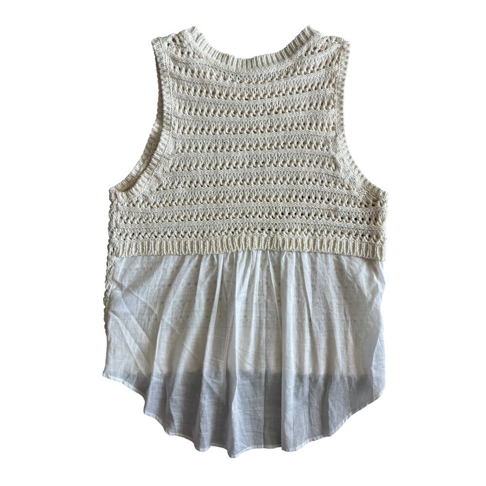 VERONICA BEARD SADE MIXED-MEDIA TANK TOP IN IVORY SIZE MEDIUM COTTON BLEND - Picture 6 of 7